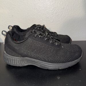 Womens 8 Medium Orthofeet 977 Black Knit Athletic Walking Shoes Sneakers Comfort